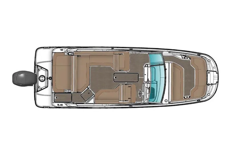 Slide: The Image of Manufacturer Provided Image: Top view of 2020 Sea Ray SDX 250 Outboard boat layout. - 11