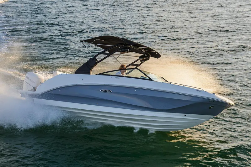 Slide: The Image of Manufacturer Provided Image: 2020 Sea Ray SDX 250 Outboard speeding on water. - 2