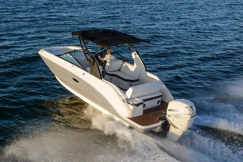 Slide: The Image of Manufacturer Provided Image: 2020 Sea Ray SDX 250 Outboard boat cruising on the water. - 3