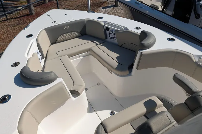 Slide: The Image of 2026 Key West 263 FS boat interior with luxurious seating and modern design. - 18
