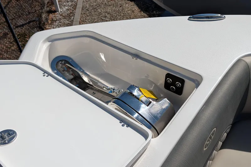 Slide: The Image of 2026 Key West 263 FS boat anchor compartment with stainless steel hardware. - 21