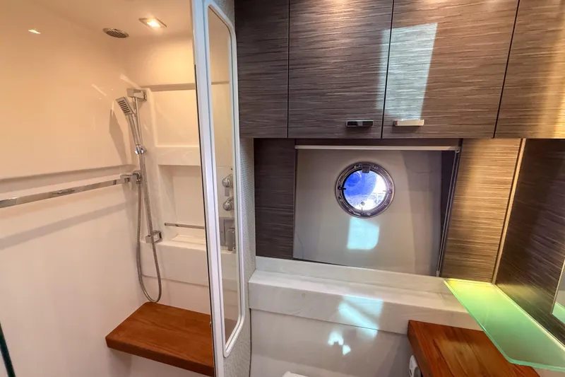 Slide: The Image of Luxurious bathroom interior of 2019 Tiara Yachts F53 Flybridge with modern fixtures. - 116