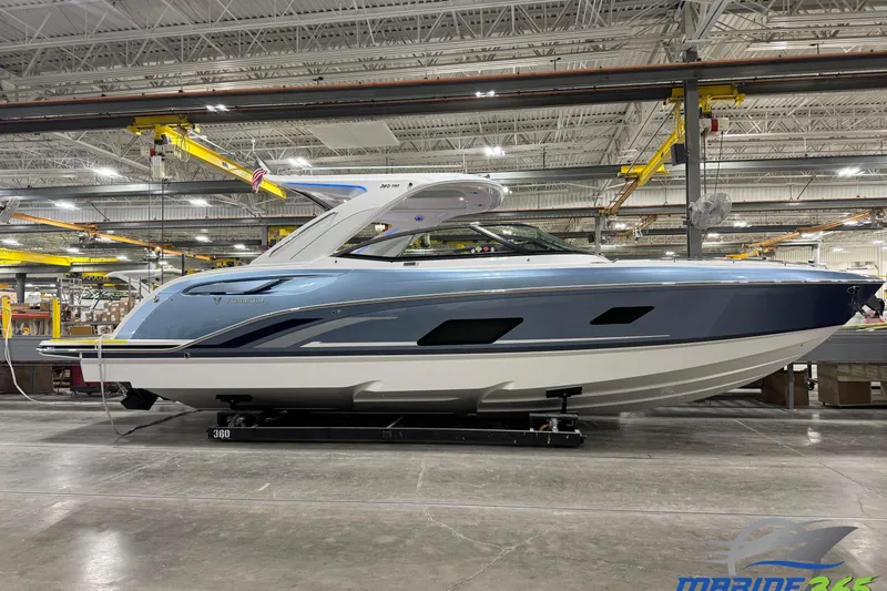 The Image of 2026 Formula 360 Crossover Bowrider I/O in a factory setting, showcasing sleek design. - 0