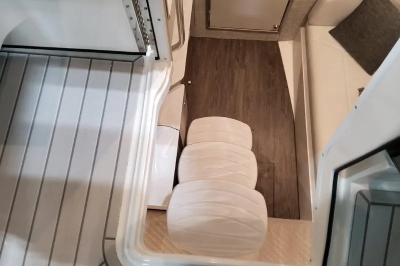 Slide: The Image of Interior view of 2026 Formula 360 Crossover Bowrider I/O, featuring sleek seating and modern design. - 36