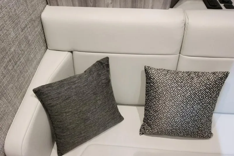 Slide: The Image of Interior of 2026 Formula 360 Crossover Bowrider I/O with stylish cushions on white seating. - 40