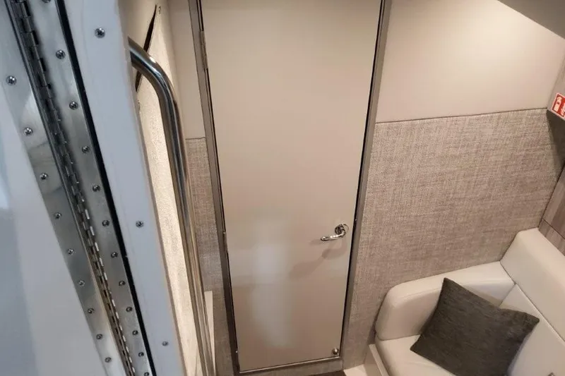 Slide: The Image of Interior of 2026 Formula 360 Crossover Bowrider I/O, featuring modern seating and sleek design. - 45