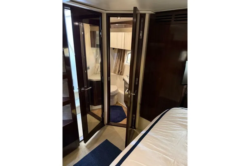 Slide: The Image of Luxurious interior of 2016 Sea Ray Sundancer 400 yacht with elegant bathroom and bedroom. - 13