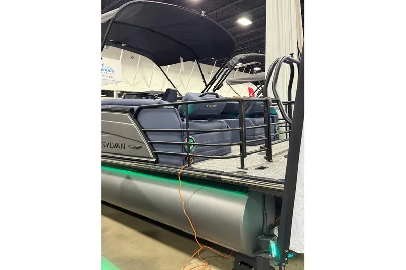 Slide: The Image of 2025 Sylvan G3 SLZ pontoon boat with sleek design and modern features on display. - 20