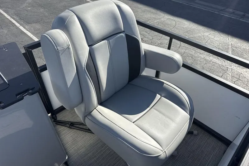 Slide: The Image of Luxurious gray seat on 2023 Viaggio Del Mar 18F boat, showcasing comfort and style. - 18