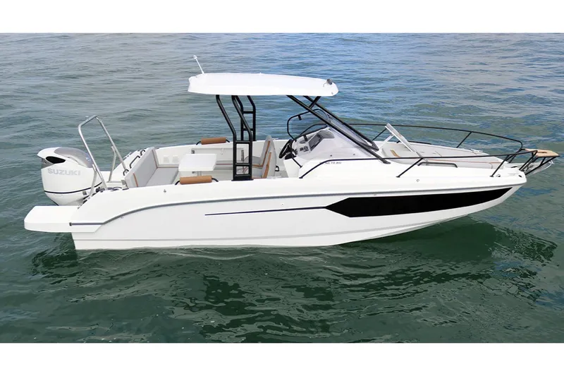 Slide: The Image of Manufacturer Provided Image: 2026 Beneteau Flyer 8 SUNdeck boat on calm water, featuring sleek design and modern amenities. - 3