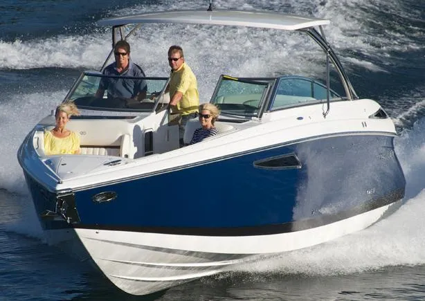 Slide: The Image of Manufacturer Provided Image: 2013 Cobalt 336 boat cruising on water with passengers. - 18
