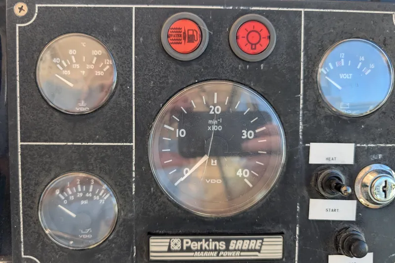 Slide: The Image of Instrument panel of a 2004 Albin 30 Family Cruiser with Perkins Sabre marine power. - 45