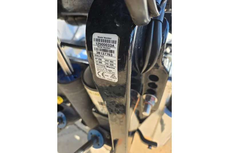 Slide: The Image of Close-up of a 2022 Ranger Z520R boat component with serial number label. - 29