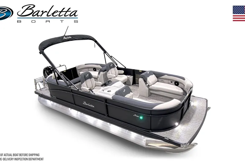 Slide: The Image of 2026 Barletta SANZA 22QC pontoon boat with sleek design and comfortable seating. - 5