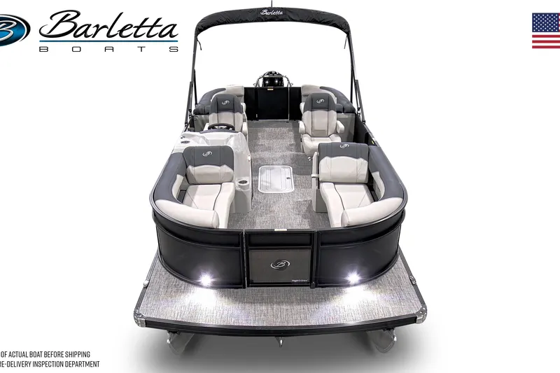 Slide: The Image of 2026 Barletta SANZA 22QC pontoon boat with luxurious seating and sleek design. - 6