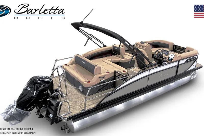 Slide: The Image of 2026 Barletta Cabrio 22U pontoon boat with luxurious seating and modern design. - 3