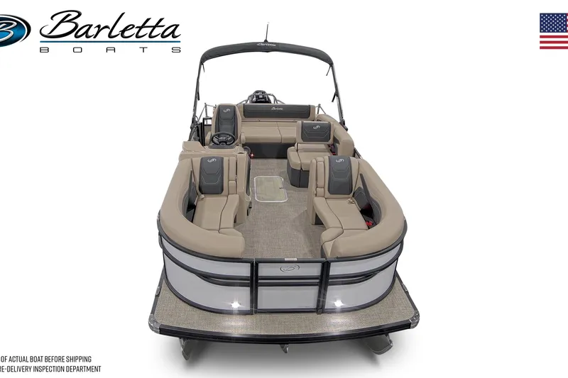 Slide: The Image of 2026 Barletta Cabrio 22U pontoon boat with spacious seating and sleek design. - 5