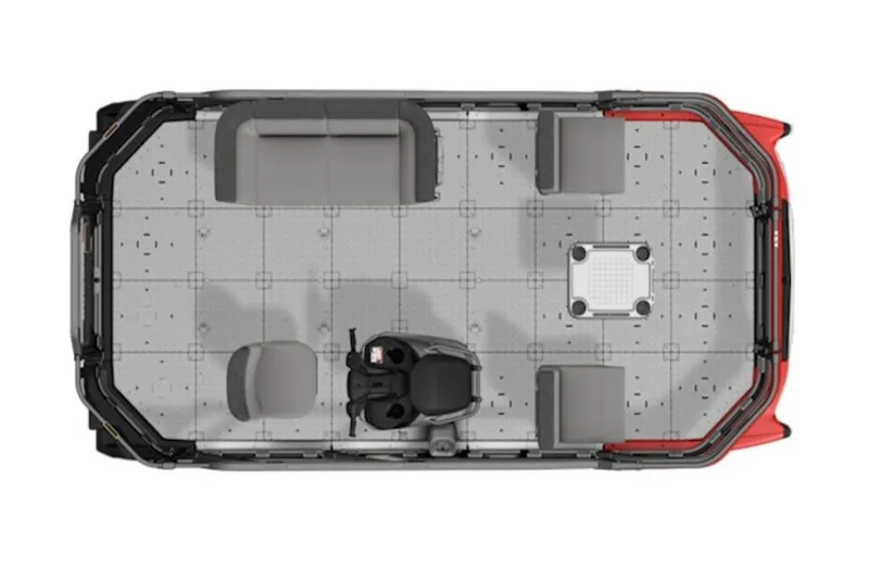 Slide: The Image of Top view of 2026 Sea-Doo Switch Compact deck layout with seating and controls. - 2