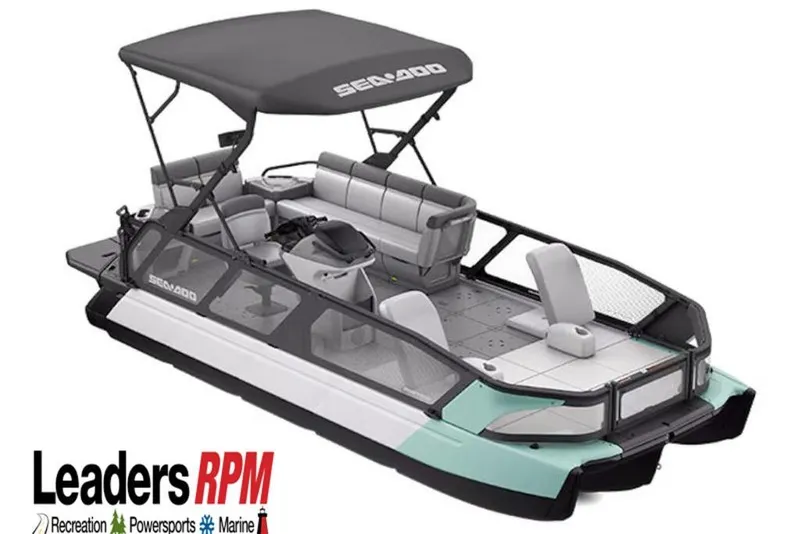 The Image of 2026 Sea-Doo Switch Sport 21 pontoon boat with canopy, showcased by Leaders RPM. - 0