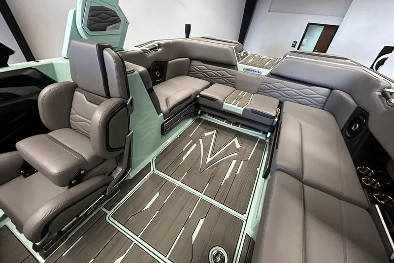 Slide: The Image of 2025 Supra SA boat interior with luxurious seating and modern design. - 7