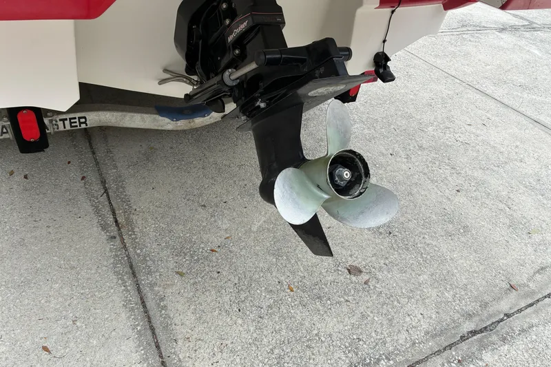 Slide: The Image of 2013 Monterey 214SS Super Sport boat propeller on concrete surface. - 27