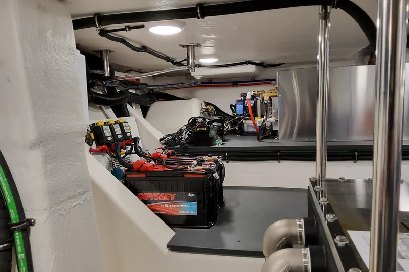 Slide: The Image of Engine room of 2026 Formula 500 Super Sport Crossover with Odyssey battery and wiring. - 34