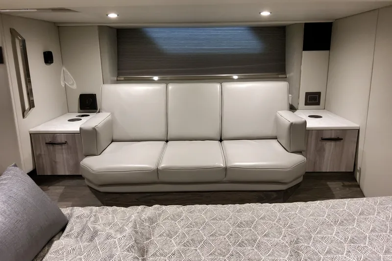 Slide: The Image of 2026 Formula 500 Super Sport Crossover interior with modern sofa and sleek design. - 45