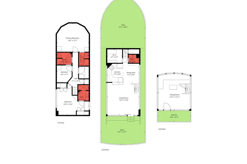 Slide: The Image of Floor plan of 1998 Viking 72 Enclosed Bridge yacht with three levels. - 4