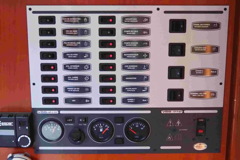 Slide: The Image of Electrical control panel on a 2004 Dufour 40 Performance yacht. - 59
