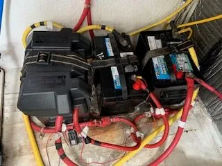 Slide: The Image of Battery system of a 2006 Bayliner 325 boat with cables. - 6