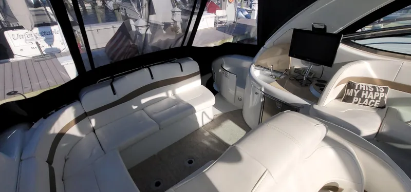 Slide: The Image of Interior of a 2012 Formula 37 Performance Cruiser with white seating. - 15