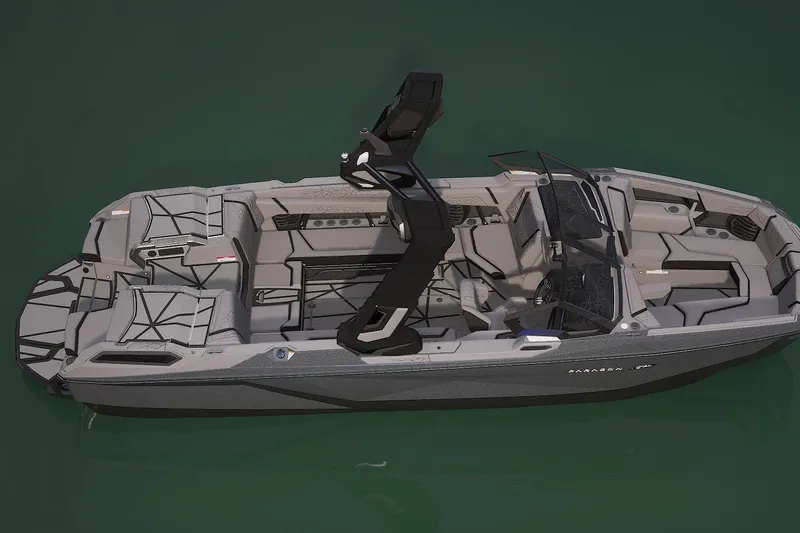 Slide: The Image of 2026 Nautique Super Air Nautique G25 Paragon boat on calm water, top view. - 10