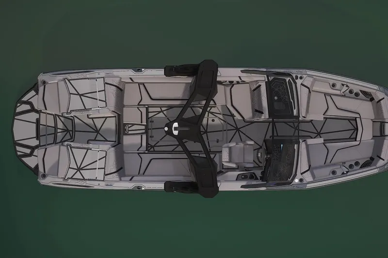 Slide: The Image of Top view of 2026 Nautique Super Air Nautique G25 Paragon boat on water. - 13