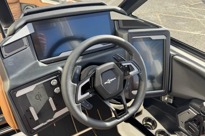 Slide: The Image of 2026 Supra SL 575 dashboard with modern steering wheel and digital displays. - 7