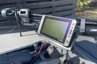 Slide: The Image of 2025 Tracker Pro Team 175 TXW boat with Lowrance Elite fish finder. - 6