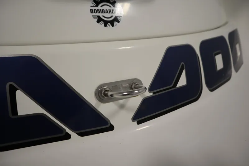 Slide: The Image of 2001 Sea-Doo Challenger 1800 boat detail with Bombardier logo and blue lettering. - 31