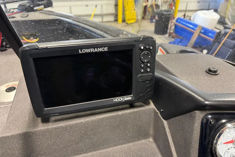 Slide: The Image of Lowrance Hook Reveal fish finder on 2022 Tracker Targa V-18 WT boat dashboard. - 10