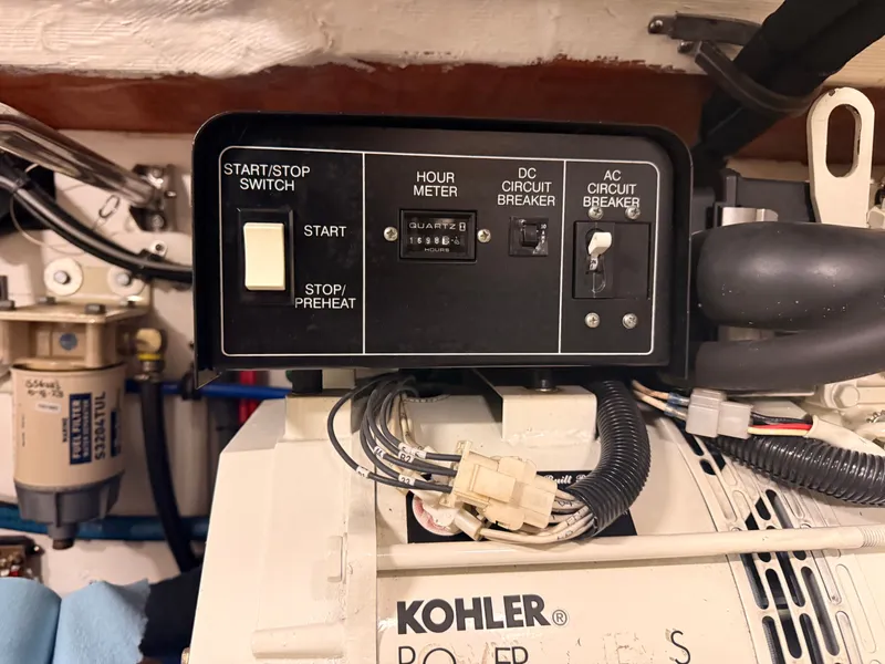 Slide: The Image of Kohler generator control panel on a 2004 Tiara Yachts 42 Open. - 46