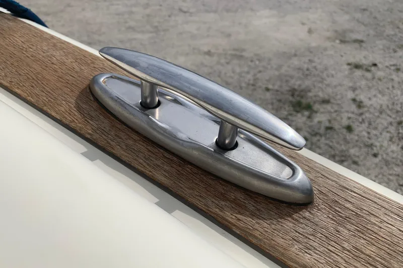 Slide: The Image of Stainless steel cleat on 2019 Chris-Craft Catalina 27 boat deck. - 43