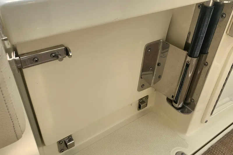 Slide: The Image of 2019 Chris-Craft Catalina 27 boat interior detail with stainless steel hardware. - 51