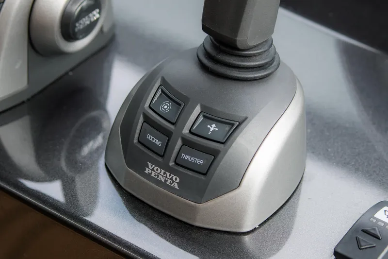 Slide: The Image of Volvo Penta joystick control on 2024 Pardo Yachts P43 dashboard. - 28
