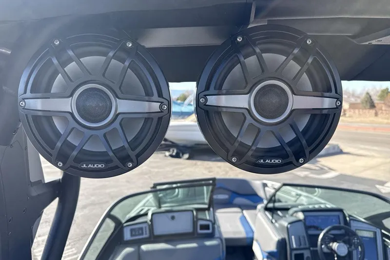 Slide: The Image of 2019 Supra SR boat with JL Audio speakers, interior view. - 21