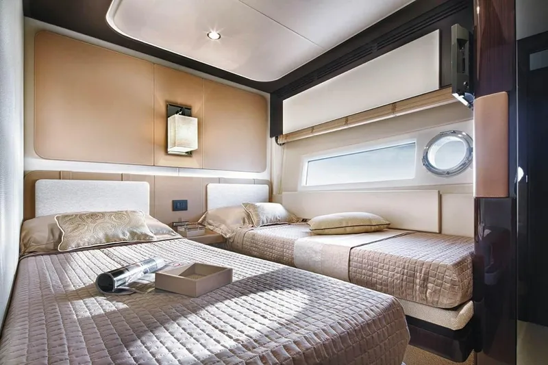 Slide: The Image of Luxurious bedroom interior of 2019 Azimut 77S yacht with twin beds. - 26