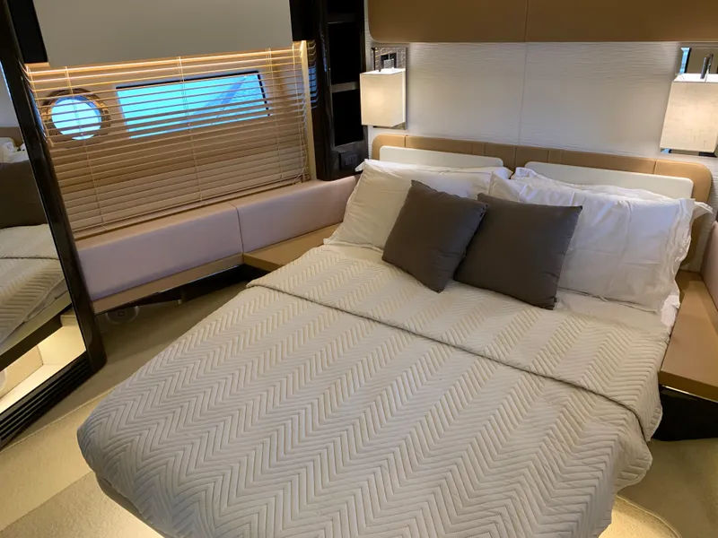 Slide: The Image of Luxurious bedroom interior of 2019 Azimut 77S yacht with modern decor. - 23