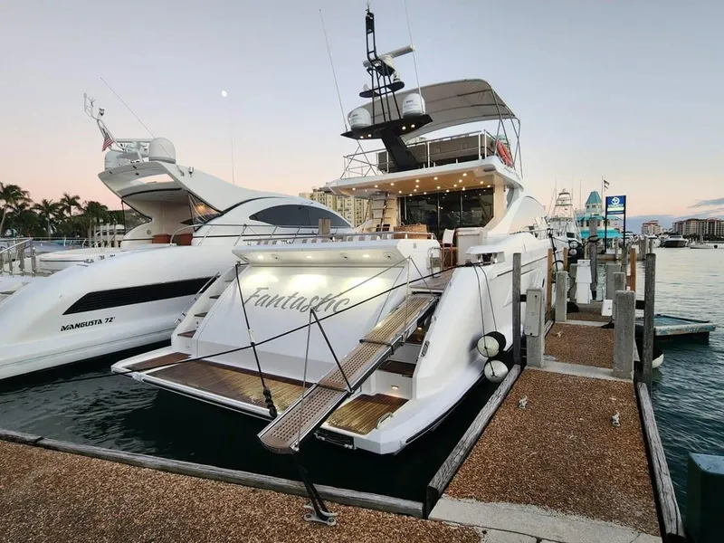 Slide: The Image of 2019 Azimut 77S yacht docked at marina during sunset. - 40