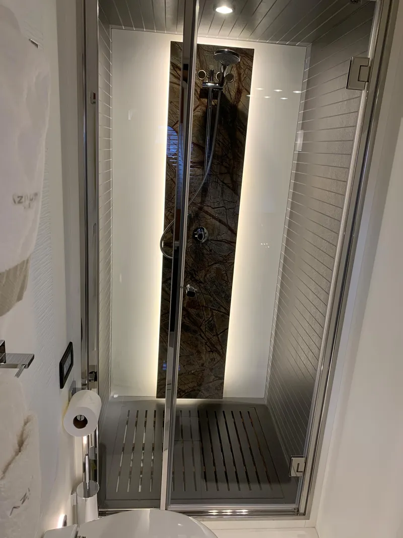 Slide: The Image of Modern shower in a 2019 Azimut 77S yacht bathroom. - 21