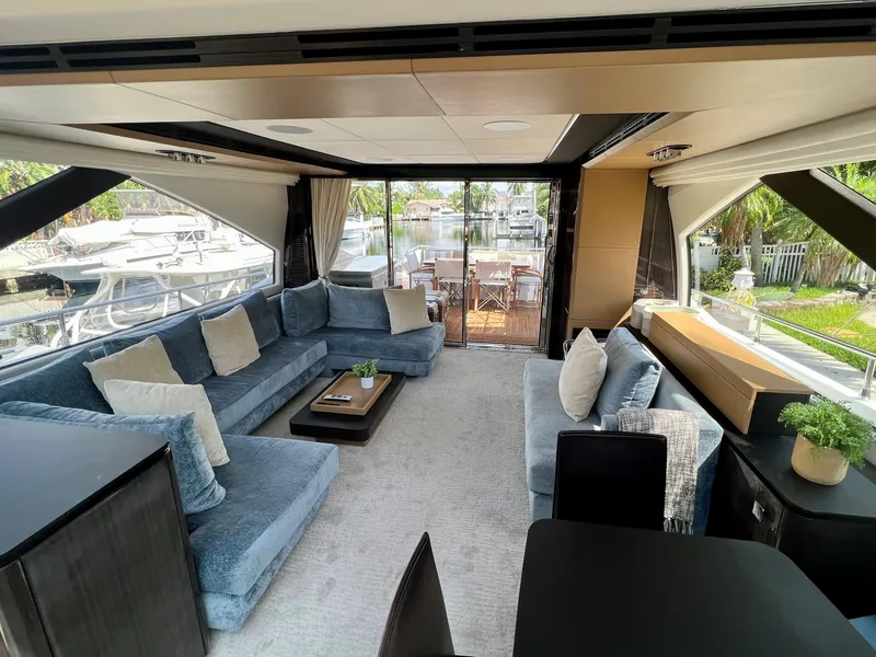 Slide: The Image of Luxurious interior of 2019 Azimut 77S yacht with spacious seating and modern decor. - 4