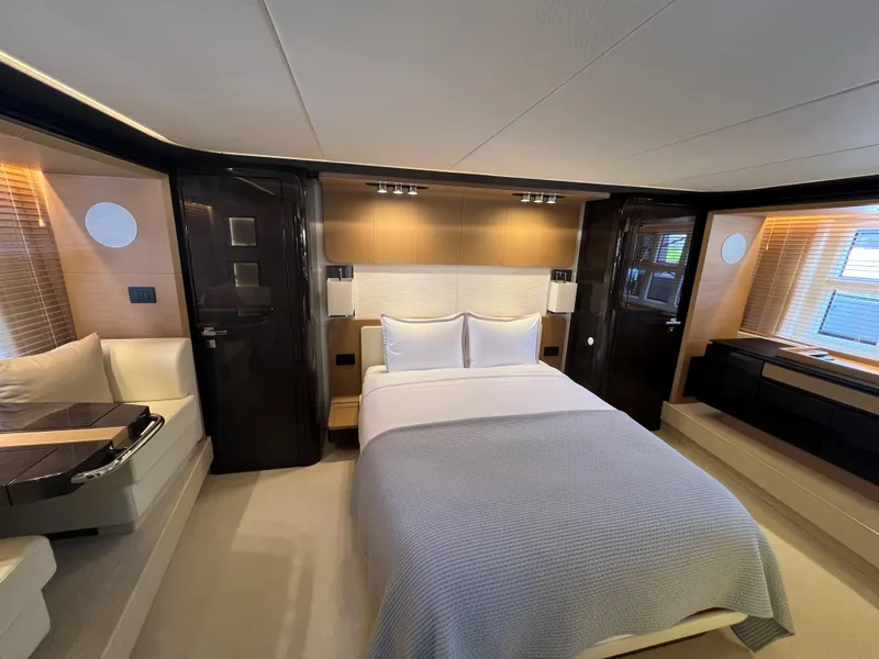 Slide: The Image of Luxurious bedroom interior of 2019 Azimut 77S yacht with modern design. - 16