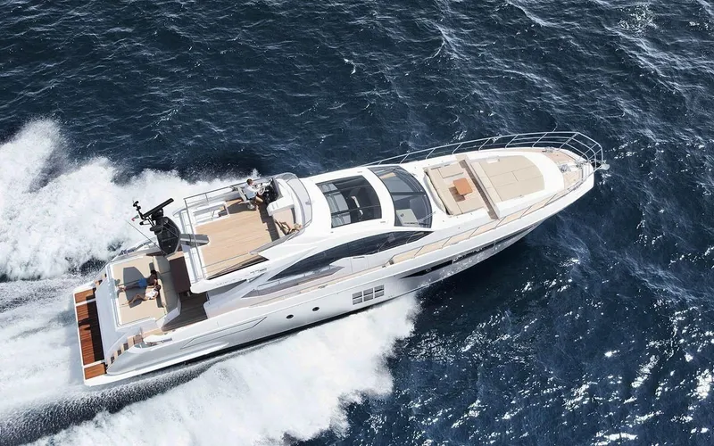 Slide: The Image of 2019 Azimut 77S yacht cruising on open water. - 41