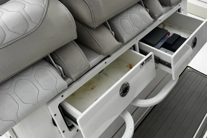 Slide: The Image of Control panel of a 2021 Sea Fox 328 Commander boat with Yamaha and Garmin displays. - 12